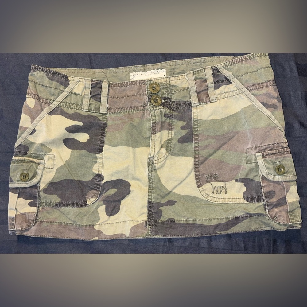 Abercrombie & Fitch Skirt Womens 4 Green Camouflage Cargo Mini Utility Y2k